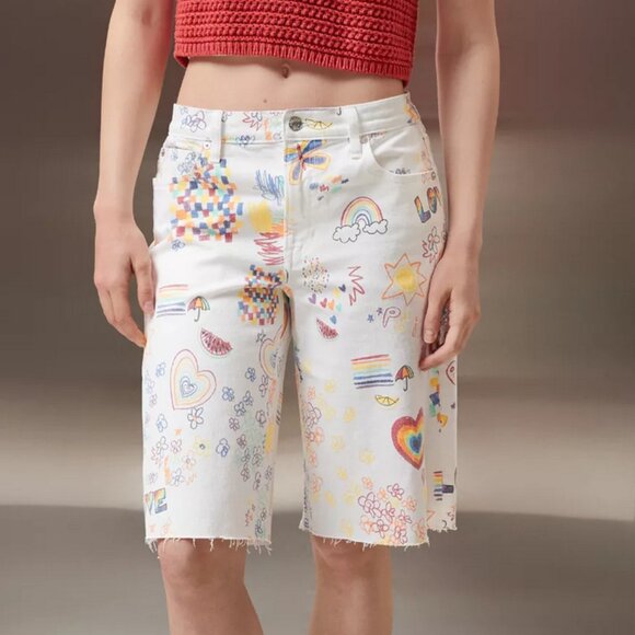 NWOT American Eagle AE Pride Stretch Low-Rise Baggy Bermuda Shorts - Picture 1 of 9